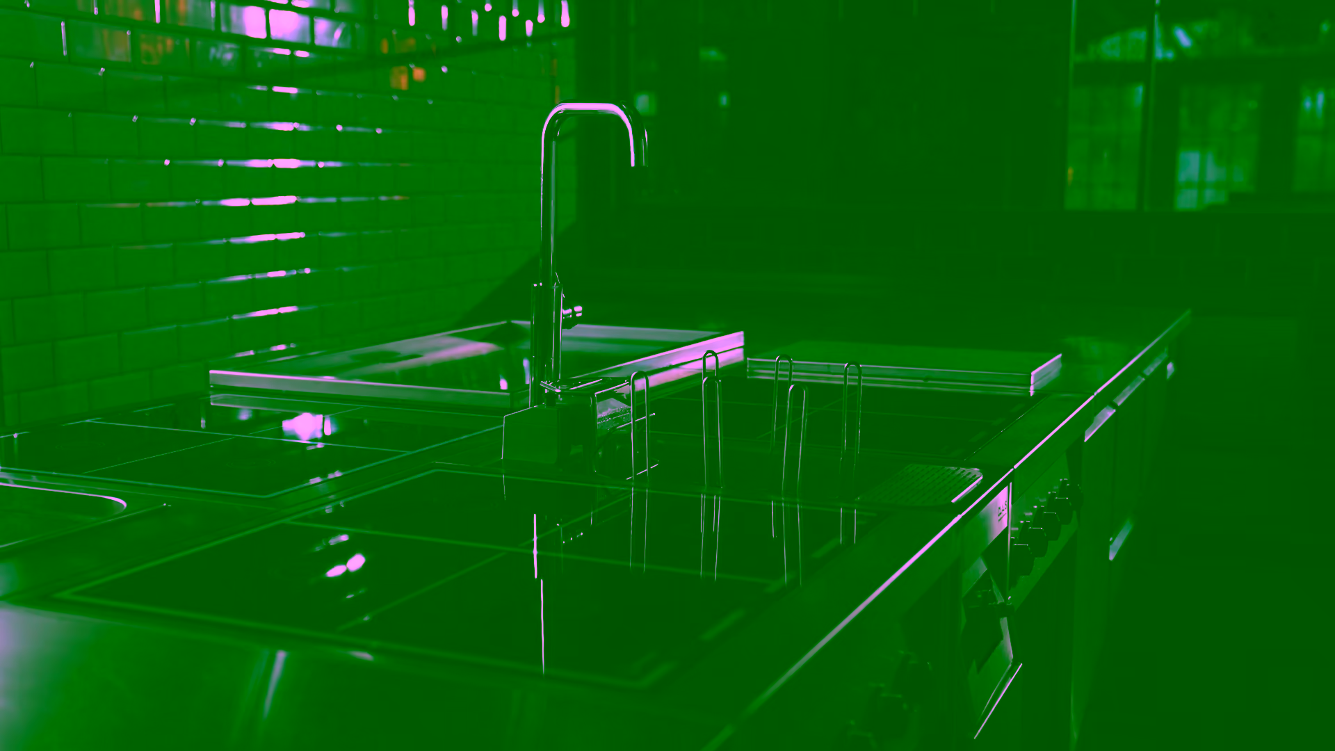 Edelstahl-Spültisch mit Becken